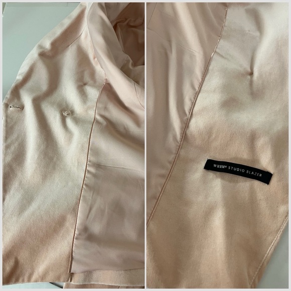 WHBM Light Pink Velvet Double Breasted Studio Blazer with Angled Closure Size 14 - Picture 9 of 14